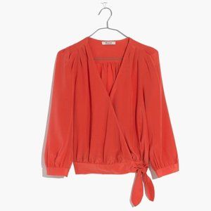 Madewell New Copper Silk Wrap Top - Out of Stock